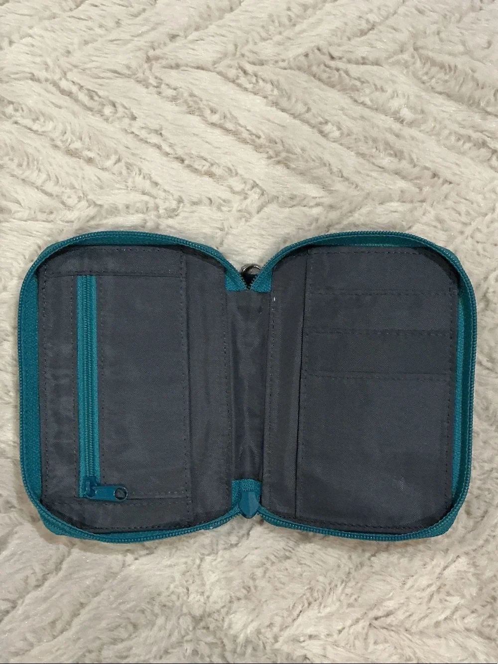 Kavu Floral Zip Wallet - Teal, Pink, Tan